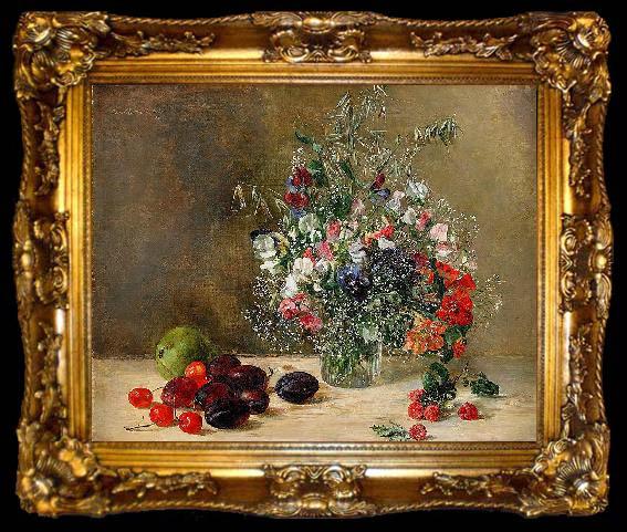 framed  Anna Munthe-Norstedt Still Life with Flowers and Fruits, ta009-2